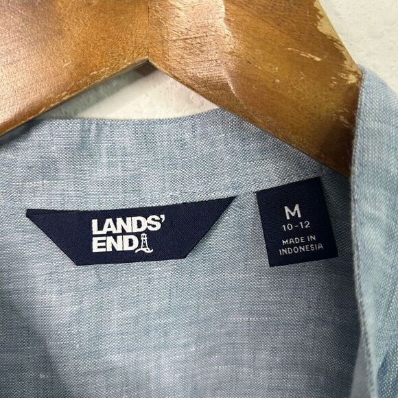 Land’s End Women’s 100% Linen Pintuck Sleeveless Button Up Top Size M - Picture 5 of 12